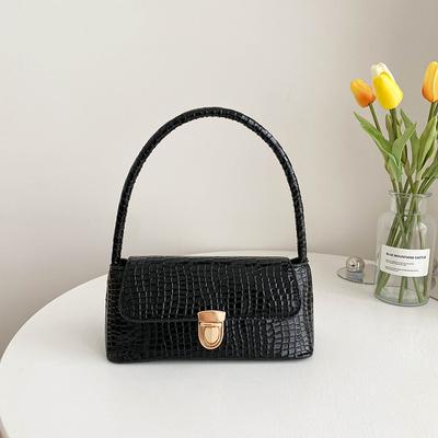 Schultertasche mit Krokodilmuster, modische lässige Unterarmtasche, Damentasche