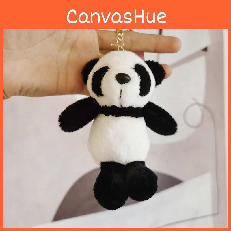 Adorable Panda Plush Keychain Fuzzy Mini Animal Doll Black Stuffed Toy