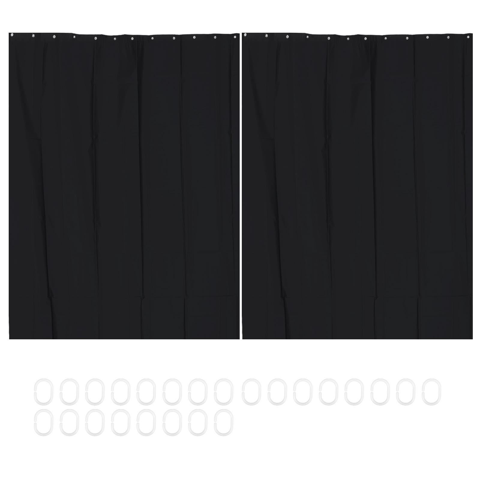 

2Pcs Shower Curtain Liner Waterproof EVA Fabric Shower Curtain Liner with 24 Hooks for Home Hotel Apartment Gym Bathroom чёрный