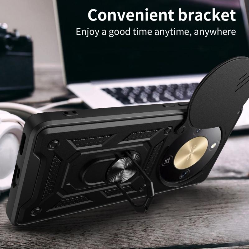 Para Honor X9d 5G Tapa Protectora de Cámara con Lente Deslizante Funda Para Honor X70 HonorX9d X 9d X9 d 2025 Estuche Soporte de Anillo Magnético Cubierta Blindada