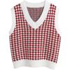 Loose Knitted Vest Sweater Women Sleeveless Thick Vintage Sweater Vest Female Waistcoat Chic Tops  Houndstooth Women Clothing