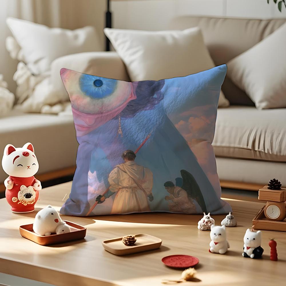 Angel Digital Art Cool Cushion Cover Anti-Dustmite Pillowcase Invisible Zipper Silky Short Plush Sofa Cushion Cover