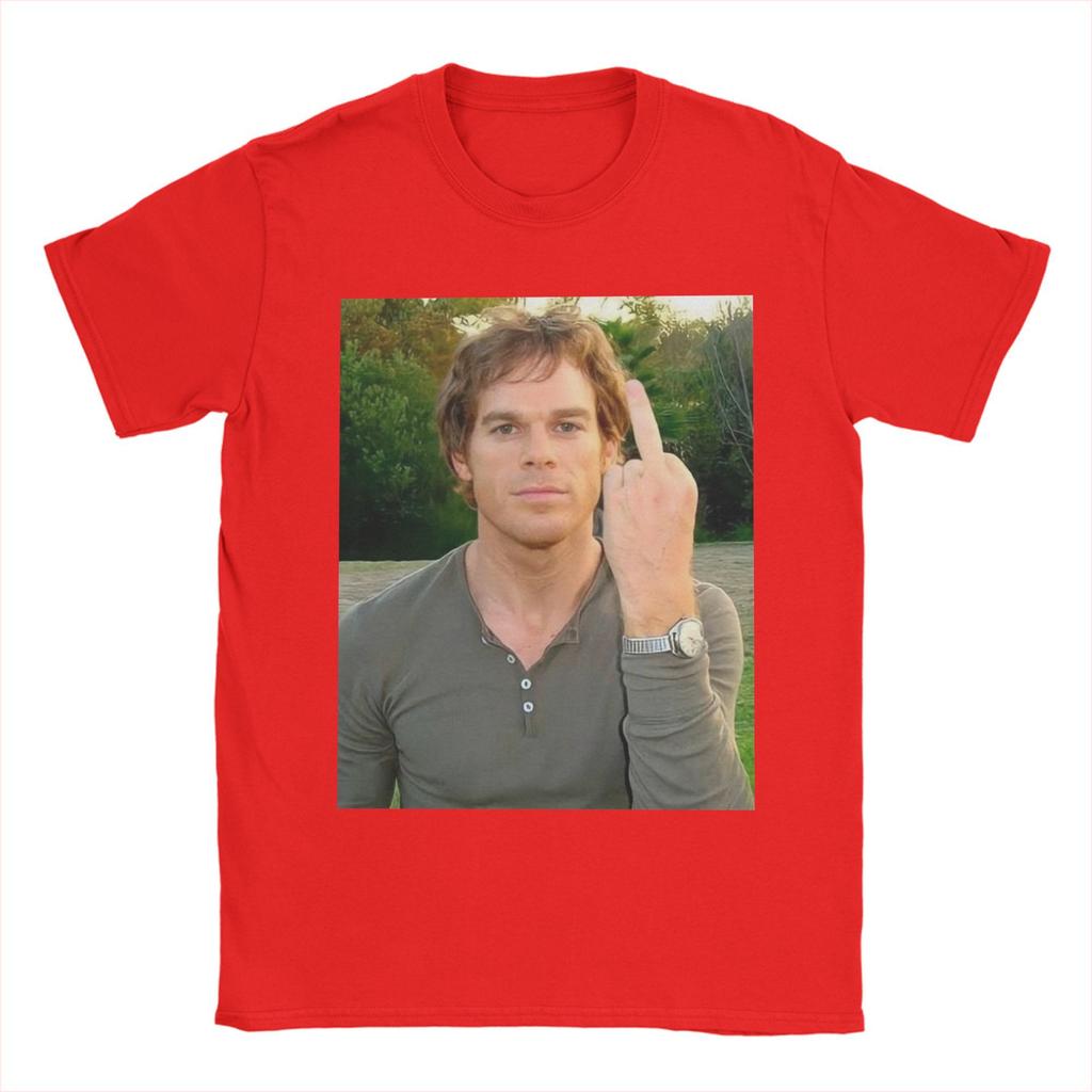 Pánské tričko Dexter Morgan ukazuje prostředníček Novinka Bavlněná trička Krátký rukáv Trička Kulatý výstřih Topy Nadměrná velikost