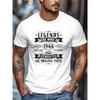 Men's T-Shirt - 59th Birthday Gift Suitable for 1966 Birth Year Celebration, Bohemian Crew Neck Short Sleeve Shirt Durability, Casual Wear