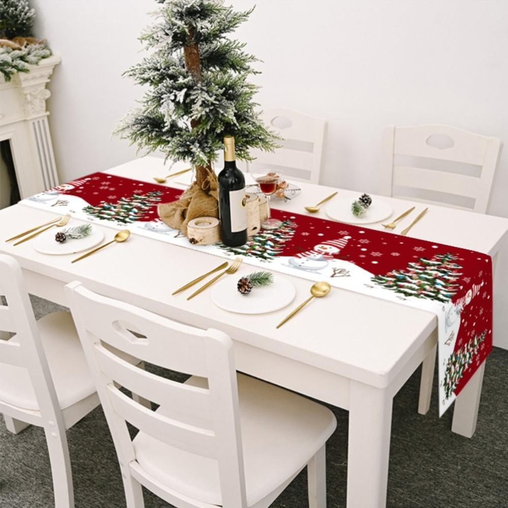 Rectangular Shape Christmas Table Runner Cotton Linen Blend Christmas Tablecloth Winter Season