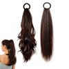 2-Piece Ponytail Hair Extension Set, Dark Brown Clip In Hair Extensions for Women, 45cm Straight and 40cm Wavy Synthetic Hairpieces for Daily Wea