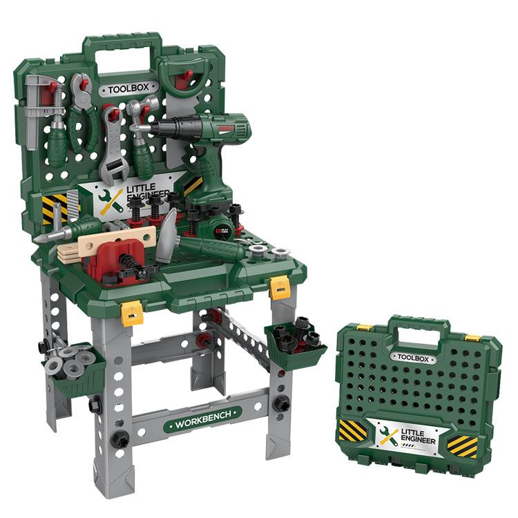 

Игровой домик DIY имитация электрической ударной дрели ящик для инструментов съемный стол для инструментов большой чемодан игрушка 98 шт зелёный