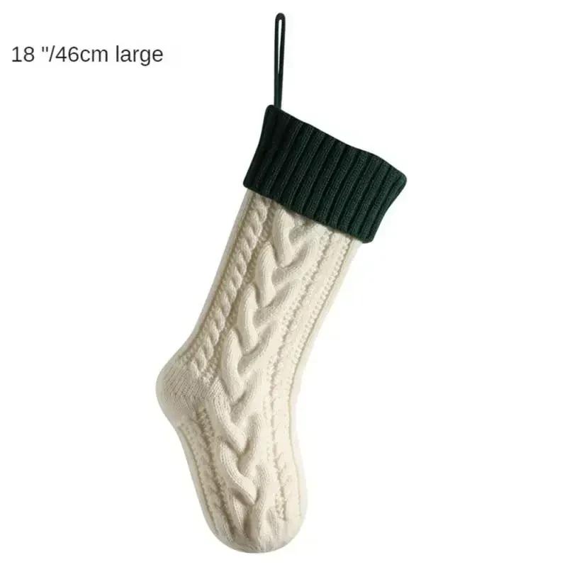 1PC Christmas Stockings Cable Knit Stocking Christmas Gifts Holiday Stocking Xmas Decoration Candy Christmas Socks Length 46cm