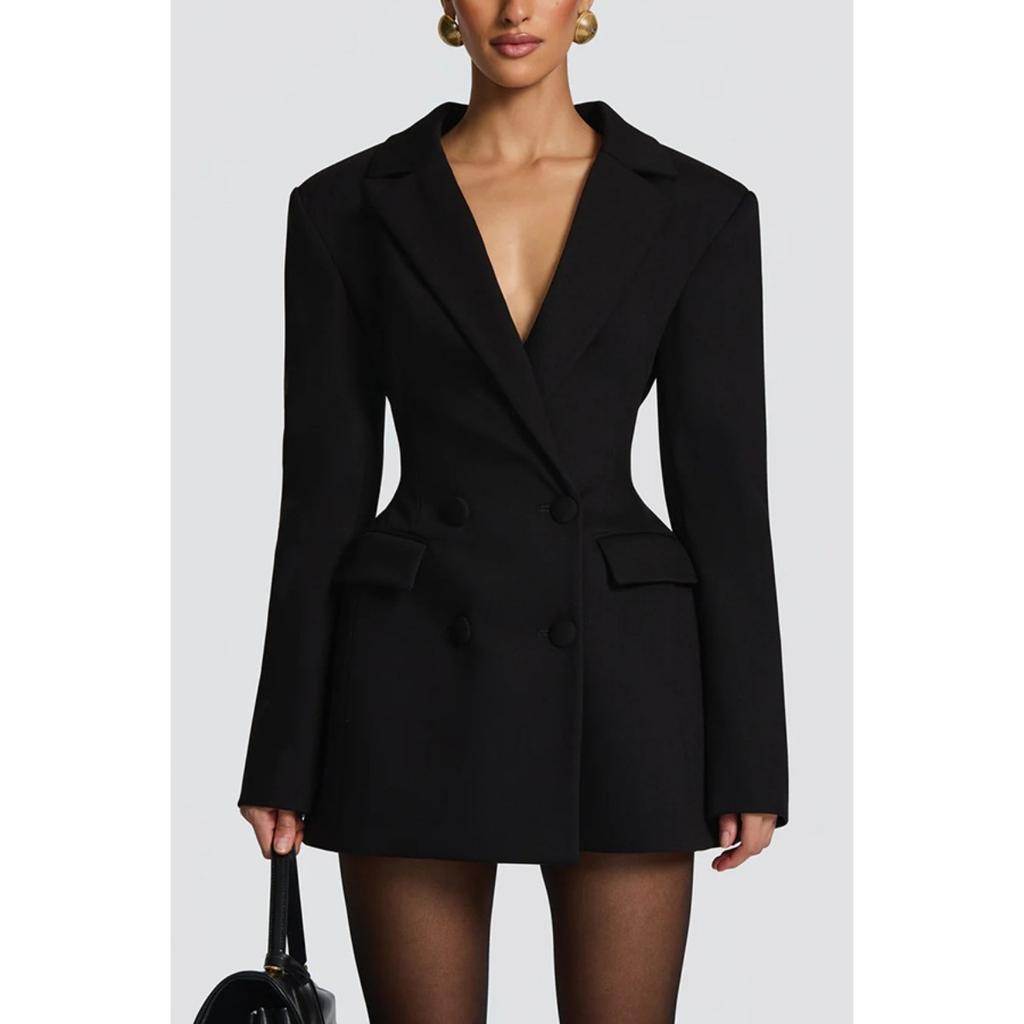 Einfarbiger Langarm Revers Schmal Geschnittener Blazer Strickjacke Mantel Für Europäische Amerikanische Frauen Lässige Elegante Oberbekleidung