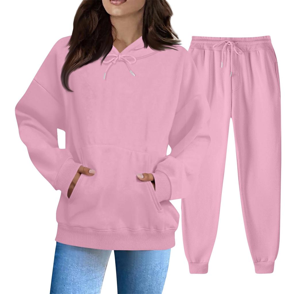 Women's Solid Color Sweatshirt Set (sweatshirt + Sweatpants)