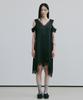Beleudeunua Lace Trim Satin Dress (Black)