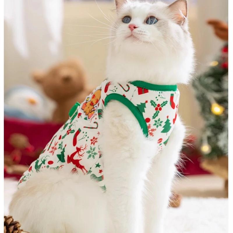 Cat Clothes Christmas Vest Autumn and Winter Anti-shedding Clothing Ragdoll Blue Cat Silver Gradient Kitten Cat Pet Products