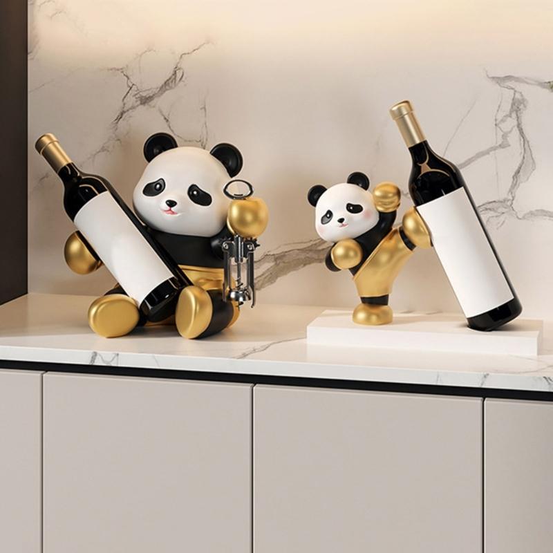 Resin Panda Wine Holders Panda Wine Rack For Stylishly Showcasing Wine Bottles In Kitchens Or Living Space Wine Display