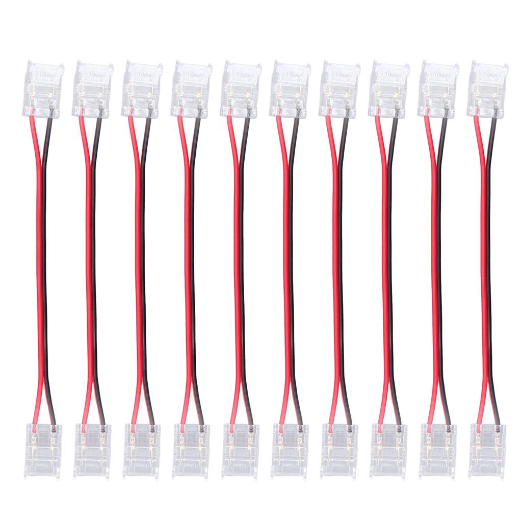 10 Pcs COB Strip Light Connector 2Pin PC Material 10mm Width Double Headed Strip To Strip Extension Connector