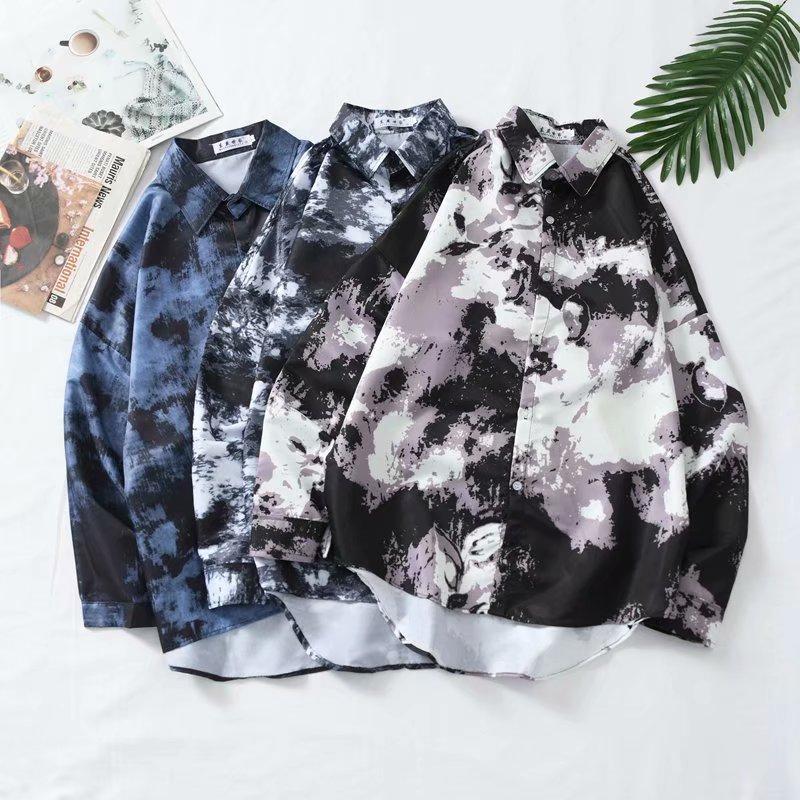 

Весенне-осенняя рубашка в стиле ретро, ​​мужская и женская рубашка с длинными рукавами с газетным принтом, шикарная свободная рубашка, кардиган, мода для пар в стиле хип-хоп