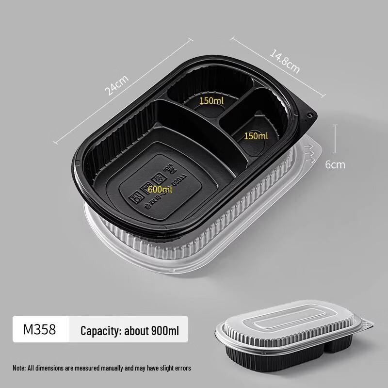 Disposable 3-Compartment Meal Prep Containers