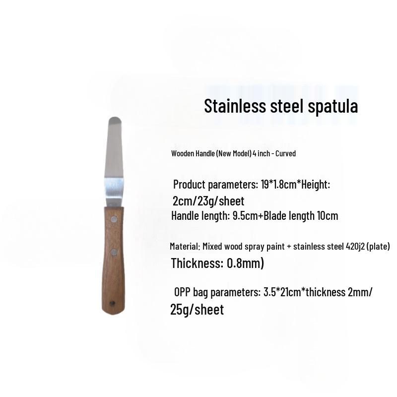 

Wooden Handle Stainless Steel Straight & Angled Spatulas Set for Cake Decorating, Icing Smoothing, and Baking Tasks.