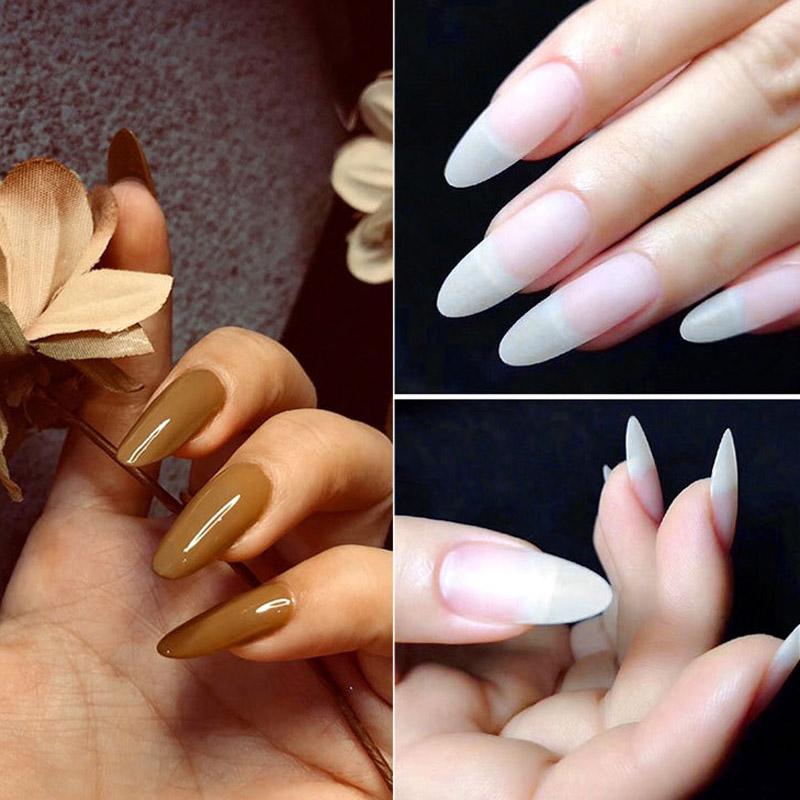 504Pcs Transparent Stiletto Fake Nail Tips Acrylic Ballerina Nail Tips Long Shape Half Cover Coffin Professional False Art Nail