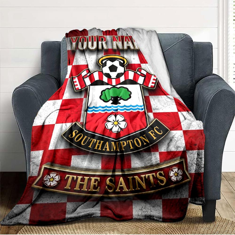 Name Custom Southampton Fc Print Flannel Blanket High Quality Warm Comfortable Cover for All Seasons Perfect for Gifts Home Decor