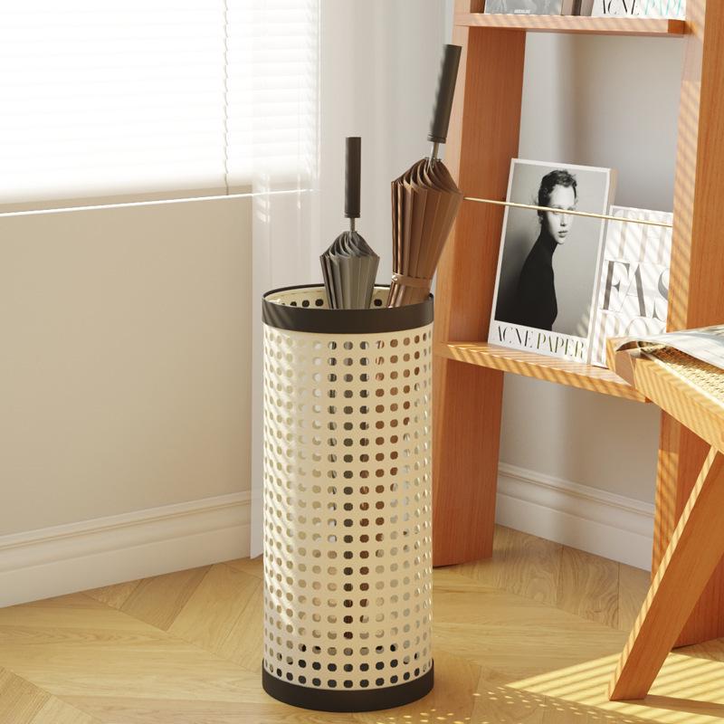 Minshuku Café Home Rattan-Style Umbrella Stand, Cream