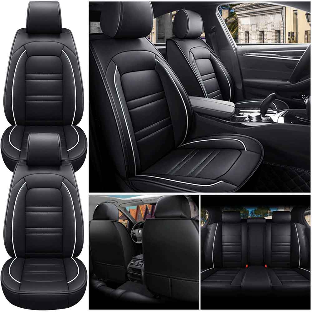 Universal 5-Seat PU Leather Car Seat Covers Full set Front Rear Seat Cushion Anti-scratch Protection Four Season