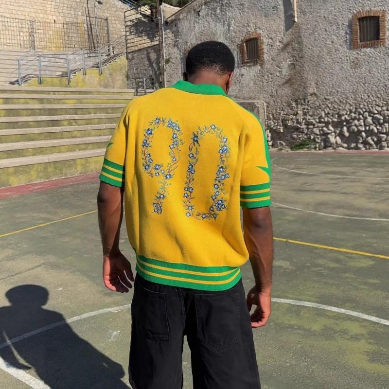 INS Embroidered Jersey Retro Brazil Short Sleeve T-Shirt Men Women Streetwear