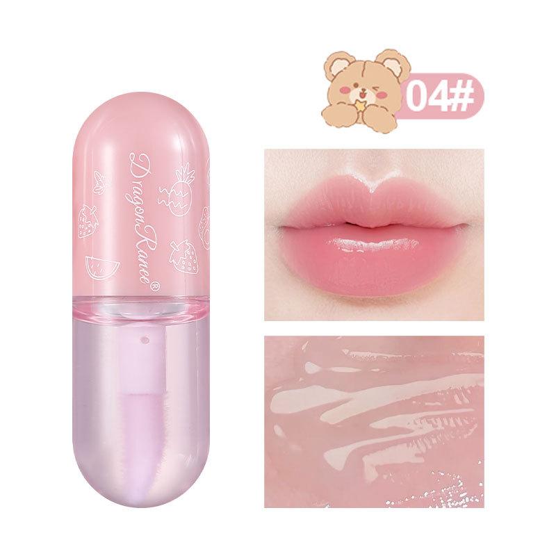 Dragon Ranee Mirror-effect Cute Bear Waterproof Lip oil,Your Go-To for Cute,Lasting Lips,Student-Friendly