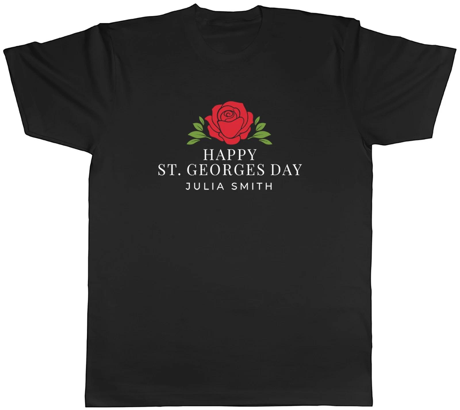 Personalised Happy St George s Day Rose Head Mens T-Shirt Tee Gift Top S