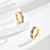 Fashion Zircon Demon Eye Hoop Earrings for Women, Turkish Lucky Blue Eyes Round Huggies Earring , Hypoallergenic Vintage Jewelry