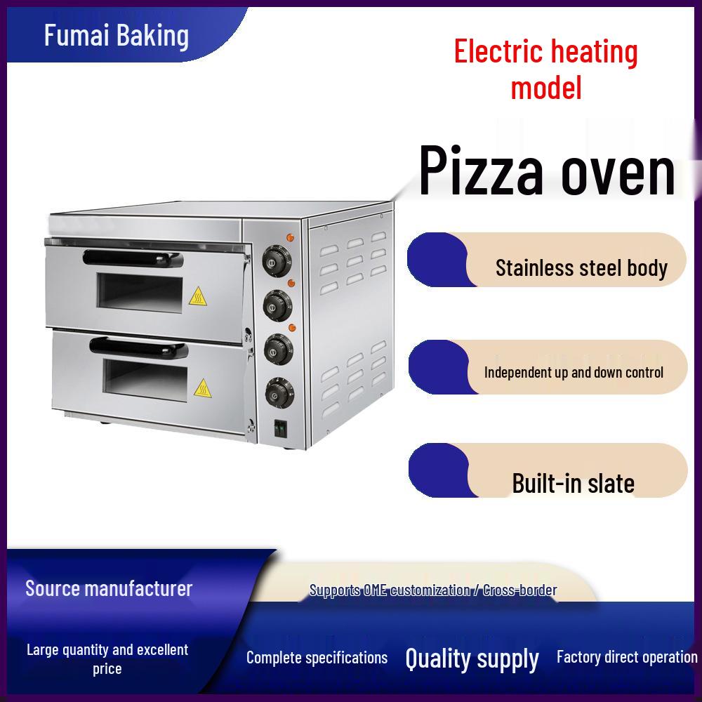 Fumai Electric Stone Slab Pizza Oven, High-Power Single/Double Layer with Stainless Steel Timer for Commercial Use