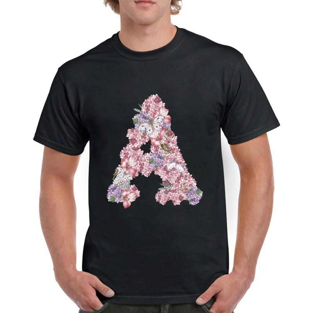 

Men s T-shirt Basic Short Sleeve Top Streetwear Rose Flower Letter Name Series Print Casual O-neck Youth Men s Commuter Shirt XXXXXL чёрный