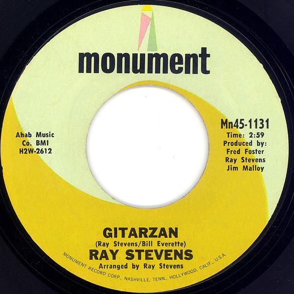 

7inch Record RAY STEVENS - Gitarzan MN451131 Monument 1969 Canada Rock Used
