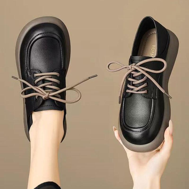 

Two single shoes round head soft sole women s spring new British style Mary Jane small leather shoes 40 чорний