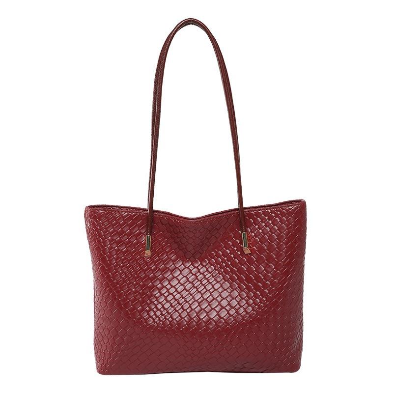 Grenzüberschreitende gewebte Handtasche mit großem Fassungsvermögen für Damen, 2025 neue Vintage- vielseitige Schultertasche mit Unterarmgriff und Tragetasche.