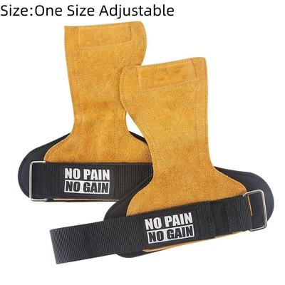 1 Pair Cowhide Fitness Power Straps Workhard Non-slip Sports Wrist Pads Adjustable Thicken Deadlift Power Straps Weightlifting
