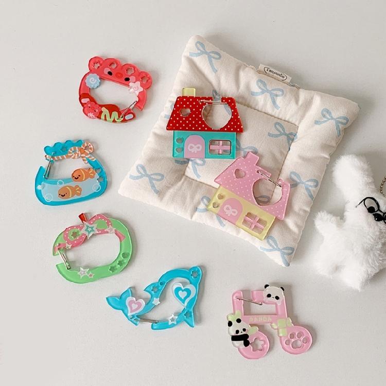 Multifunctional Carabiner Key Holder Acrylic Design For Backpack Decors Keychains Bag Charm Students Travel Essential