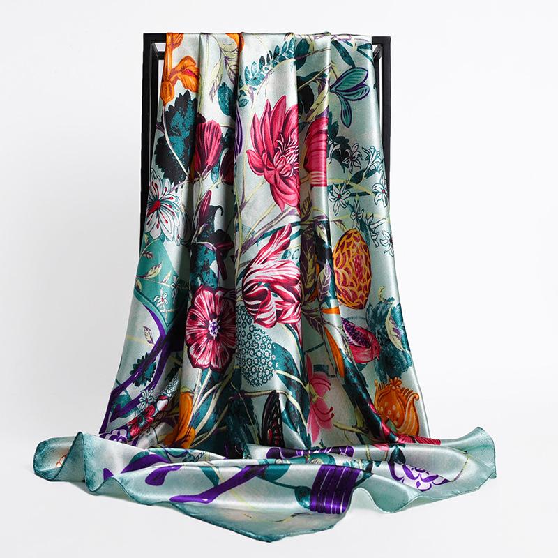 Women Silk Square Scarf Lady Bandana Head Wrap Shawl Satin Foulard Female Large Hijab Neckerchief Scarves Pashmina 2021 Headband