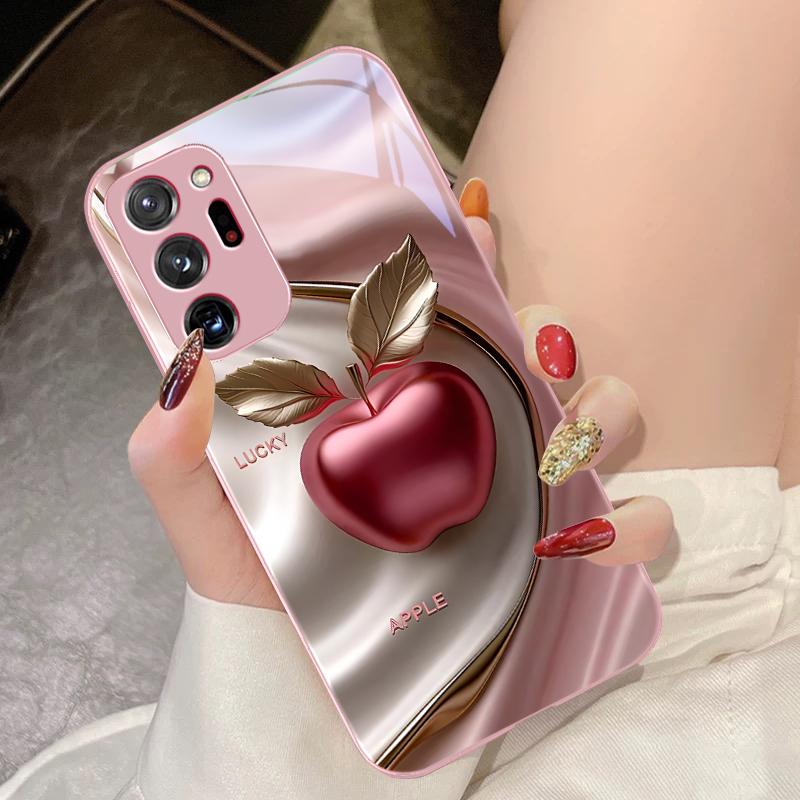 

Happy Black Apple For Samsung Galaxy Note 8 9 10 PRO 20 Ultra A01 02 03 Core 04E 4G 12 13 5G Tempering Glass Phone Case For Galaxy Note 9