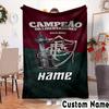 Custom Name Fluminense Football Club Throws Blanket Flannel Blankets for Couch Bed Gifts for Men Women Picnic blanket Christmas fan gifts