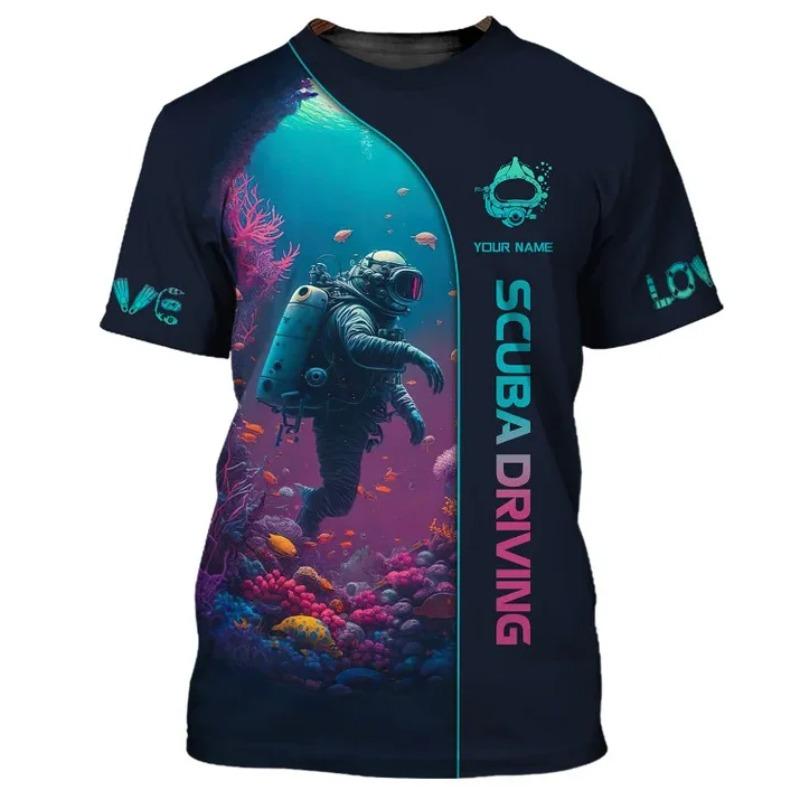 T-shirt da Subacquea con Stampa Integrale per Uomo Donna Estate Manica Corta Magliette Oversize Abbigliamento Magliette Club di Subacquea Uomo