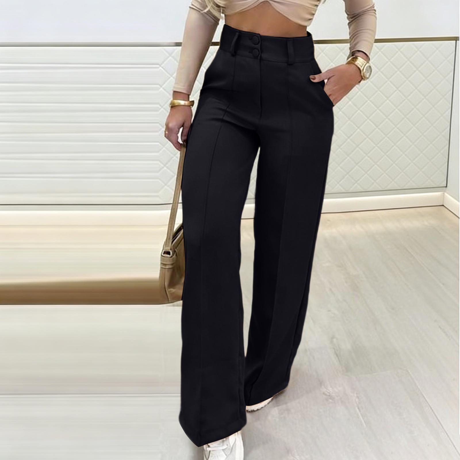 

Женские Цветные Повседневные Модные Двубортные Брюки с Карманами M чёрный