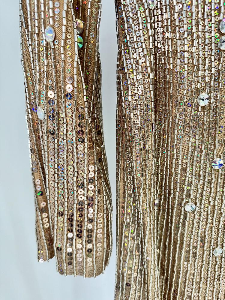 High Street Fashion 2026 Early Spring: Embellished Beaded Rhinestone Stretch Dress