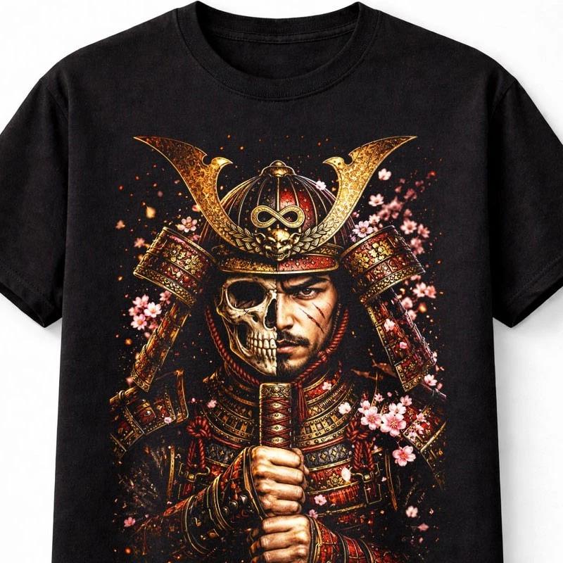 Samurai T Shirt Skeleton Katana Skull Warrior Dark Unisex Graphic Tee S5XL S