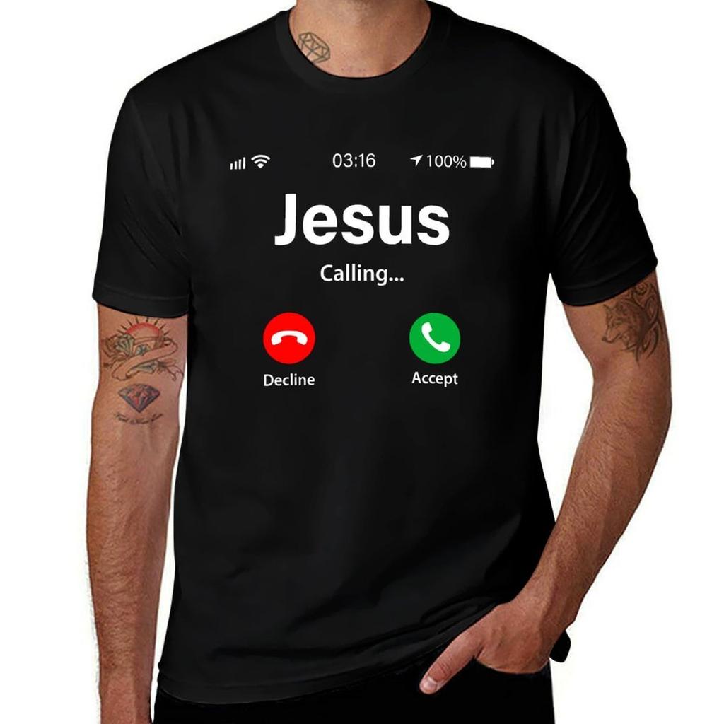 Jesus Calling Shirt Funny Jesus Phone Christian Tshirt Tshirt Vintage Cotton Graphic Tees Unisex Graphic T Shirts