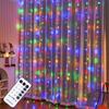 WATERGLIDE 300 LED Curtain Lights, Remote Control Christmas Decorative Hanging String Lights, 8 Lighting Mode, Plug In for Indoor Outdoor Holiday