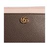 Gucci GG Marmont Double G logo leather card holder women's dark brown with pink