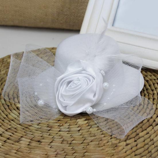 Retro Pillbox Hat Elegant Rose Hat with Feathers Mesh Bow 20s 50s Pillbox Hat for Kids Girls Stage Performances Theme Party Photo Props