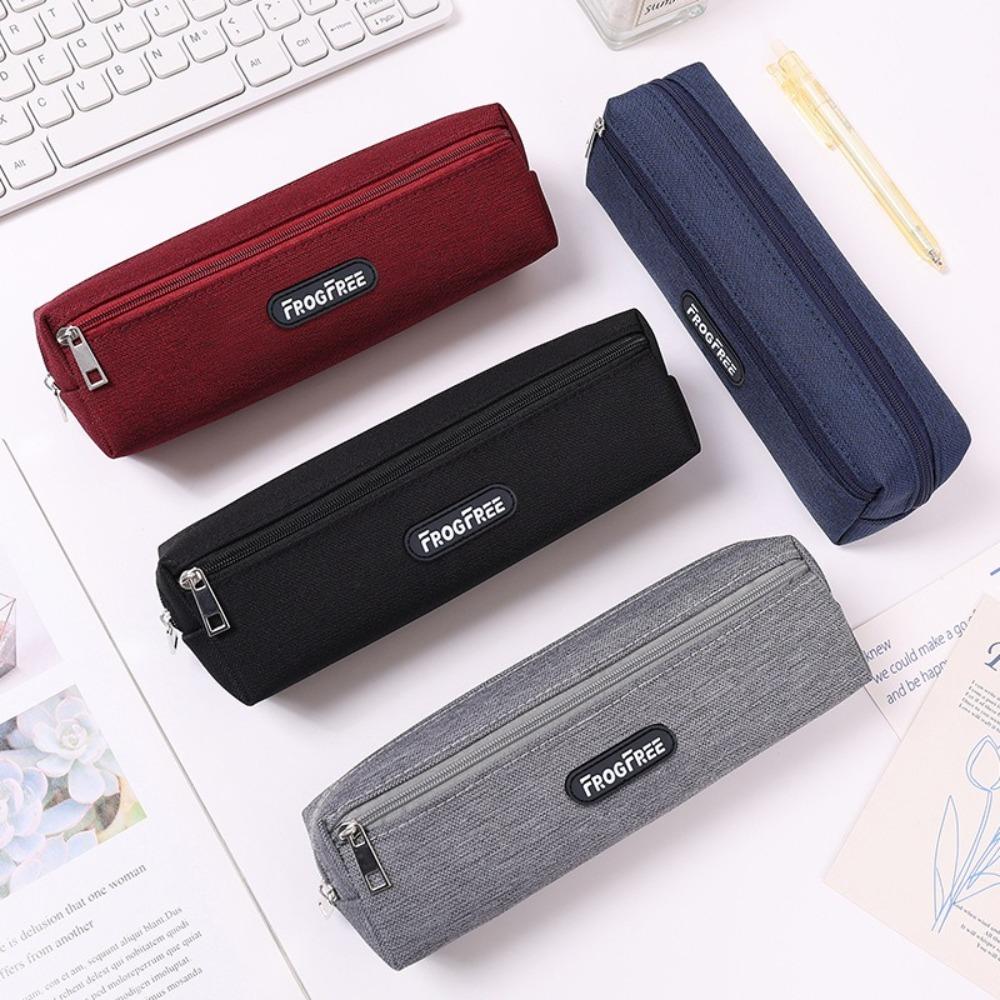 Canvas Pencil Bags Solid Color Stationery Pouch Modern Pen Storage Bag  for Student Kids
