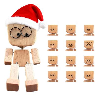 Car Handmade Shaking Feet Wooden Doll Car Dashboard Desktop Decoration Ornament Shaking Wooden Man Figurine