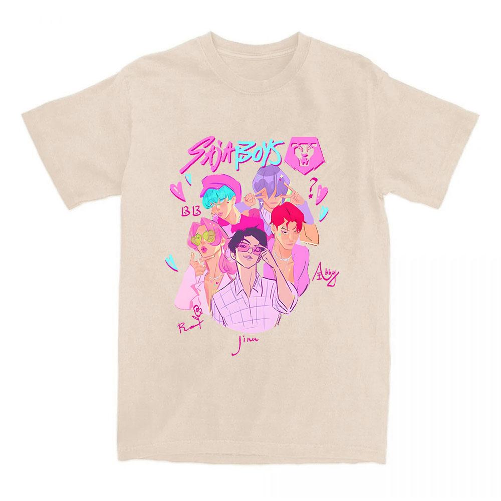 საძა ბოის კომფორტ კოლორსის მაისური KPop დემონი მონადირეების პრინტით მაისური ზაფხულის მოკლემკლავიანი ბამბის მაისური მოდური ქალის მამაკაცის ტანსაცმელი